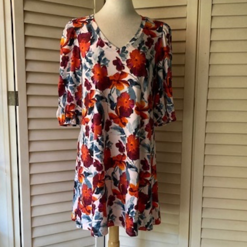 Floral Print Jersey Knit Dress 🆕 - Picture 1 of 6